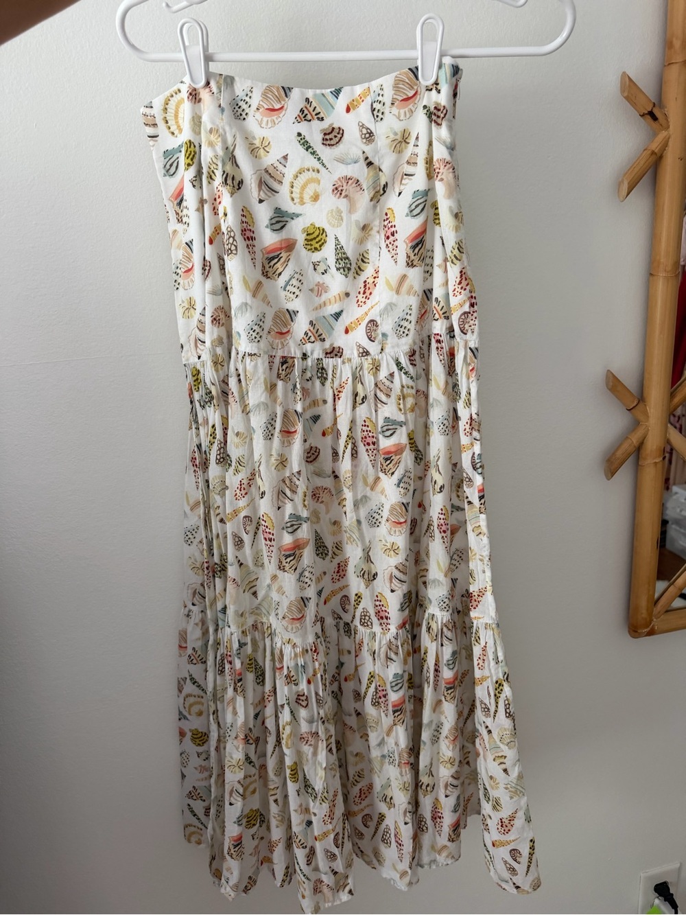 Marysia Swim White Tiered Maxi Dress with Multicolor Shell Print